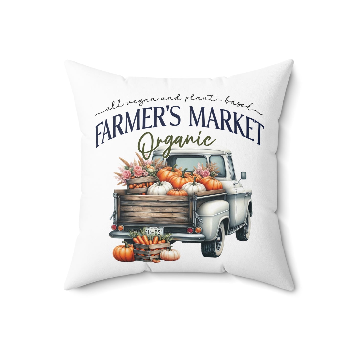 Farmer's Market Truck, Vintage Watercolor Art | Square Pillow and Cover
