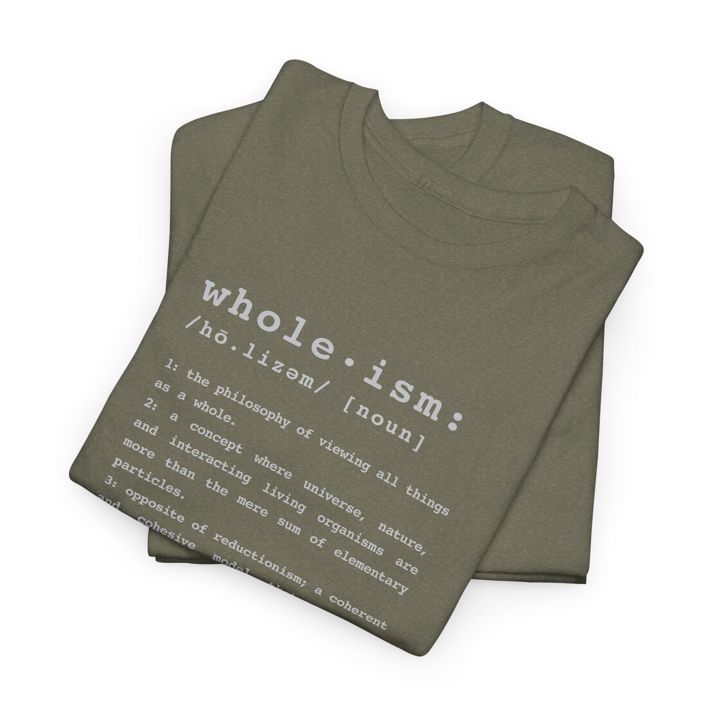 Wholism (Whole-ism) | Unisex 100% Cotton Heavy Tee, Dark Colors