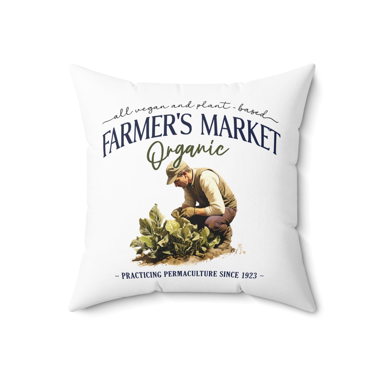 Permaculture Farmer's Market, Vintage Watercolor Art | Square Pillow and Cover