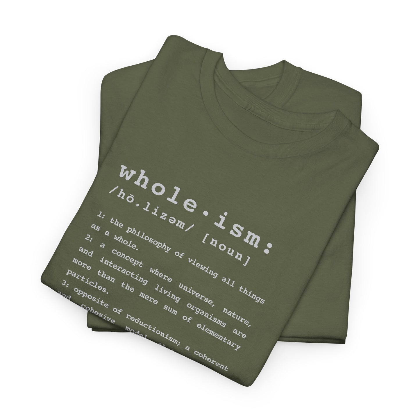 Wholism (Whole-ism) | Unisex 100% Cotton Heavy Tee, Dark Colors