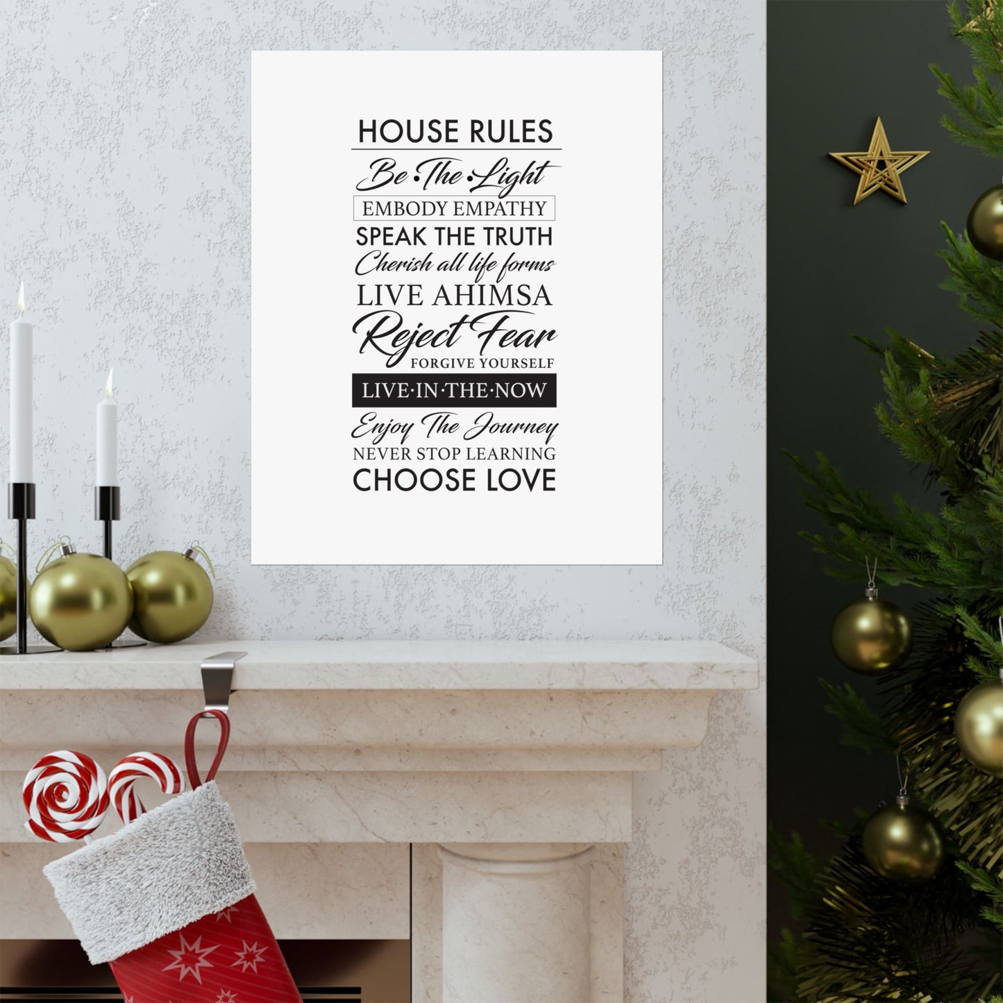 Enlightened Vegan House Rules Premium Matte Vertical Poster | Vegan Inspiration Home Decor