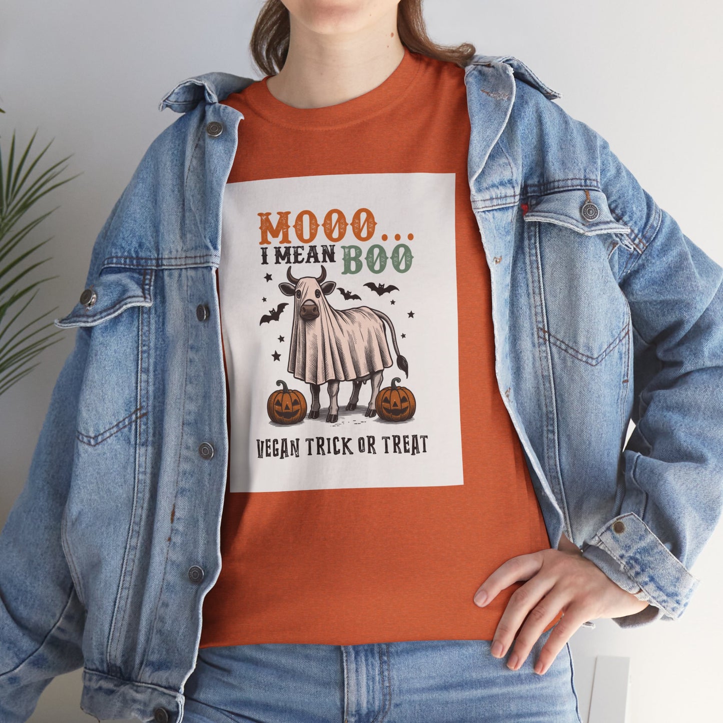 Moo... I mean Boo, Vegan Trick or Treat  |  100% Cotton Halloween Unisex Cotton Vegan Tee