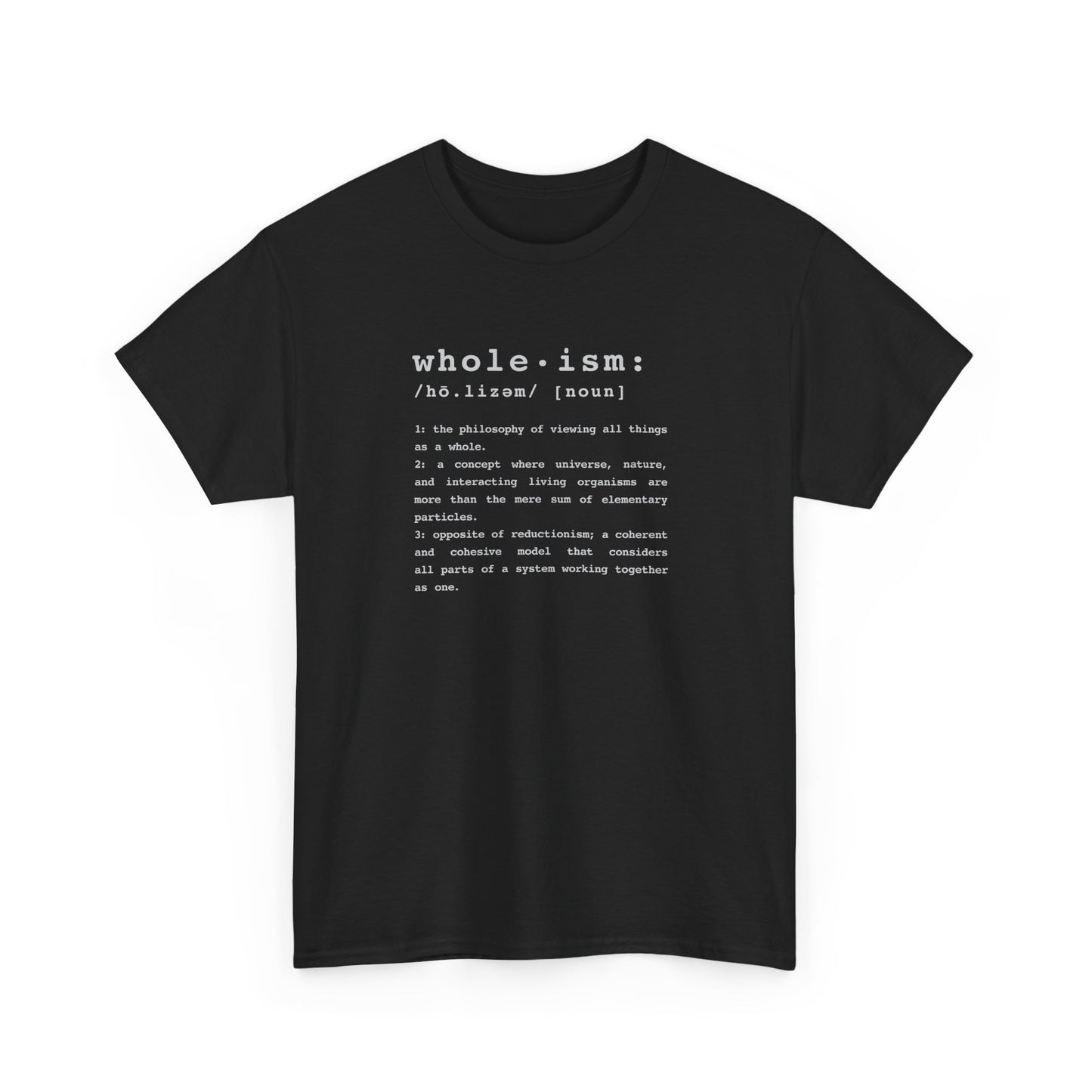 Wholism (Whole-ism)  |  Unisex 100% Cotton Heavy Tee, Dark Colors