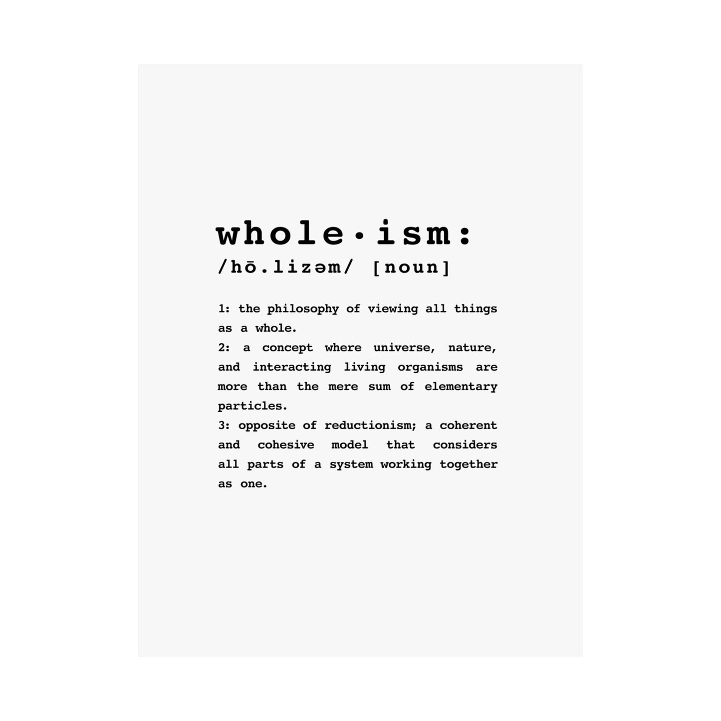 Wholism Premium Matte Vertical Poster  |  WFPB Inspiration Home Decor