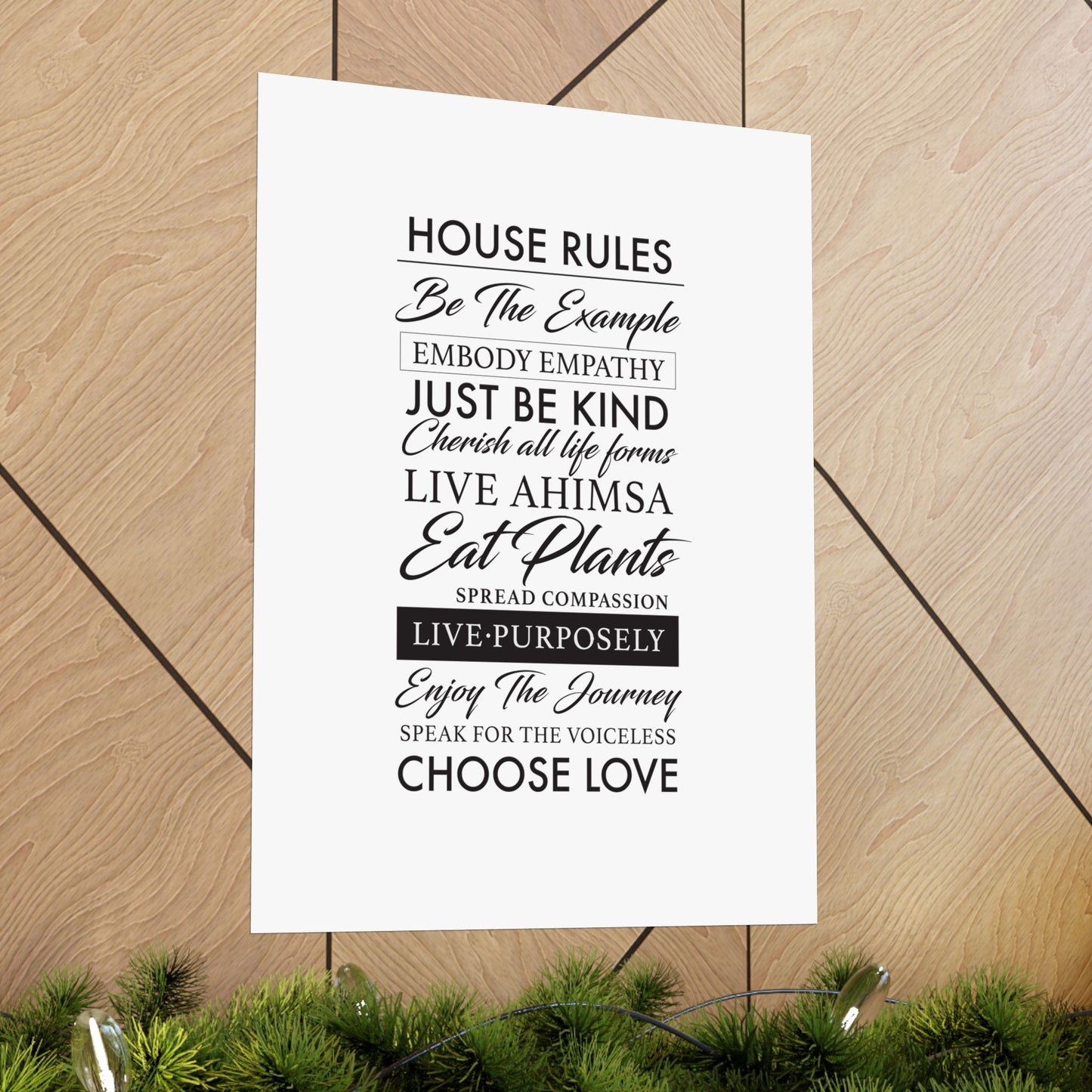 Plant-based Vegan House Rules Premium Matte Vertical Poster  |  Vegan Inspiration Home Decor