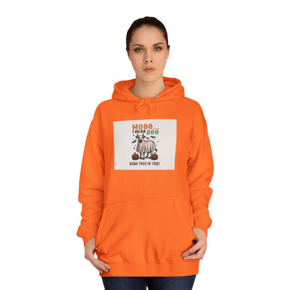 Moo... I mean Boo, Vegan Trick or Treat   |  Halloween Vegan Unisex Hoodie