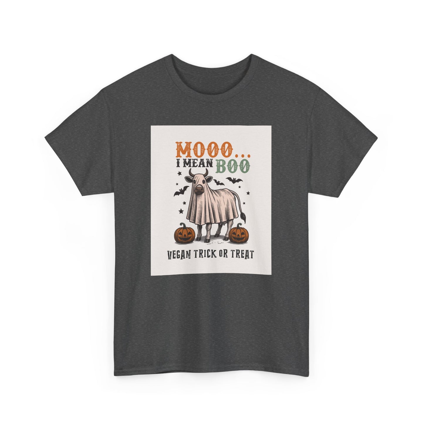 Moo... I mean Boo, Vegan Trick or Treat  |  100% Cotton Halloween Unisex Cotton Vegan Tee