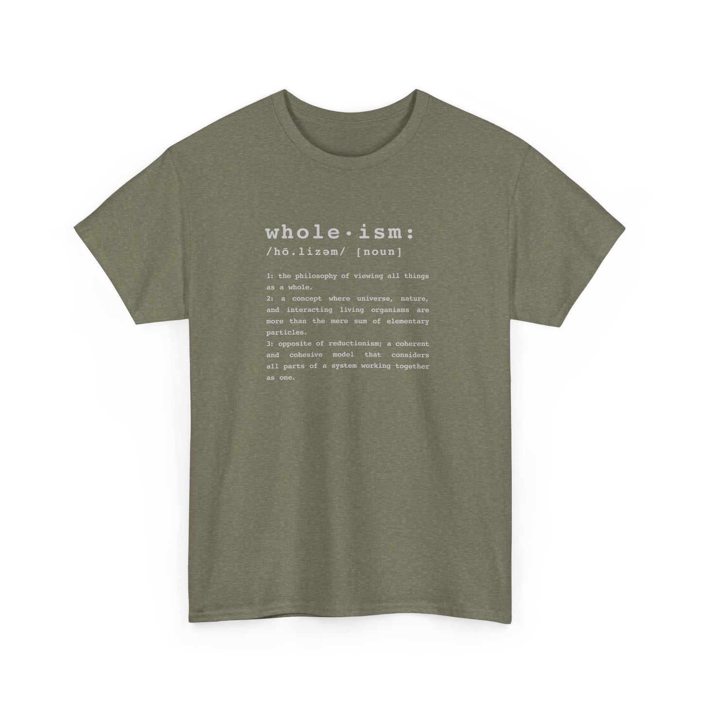 Wholism (Whole-ism)  |  Unisex 100% Cotton Heavy Tee, Dark Colors