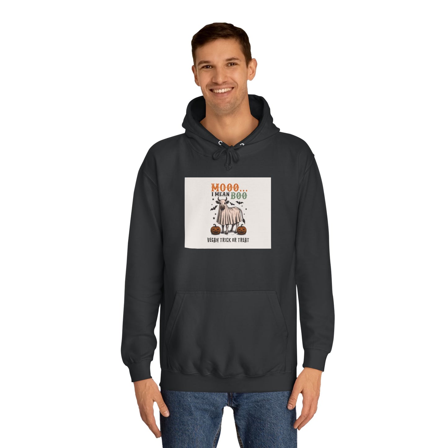 Moo... I mean Boo, Vegan Trick or Treat   |  Halloween Vegan Unisex Hoodie