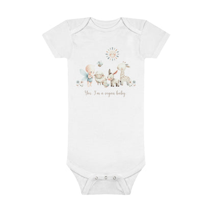 Yes, I'm a Vegan Baby, Watercolor Art  |  Onesie® 100% Certified Organic Cotton Baby Bodysuit