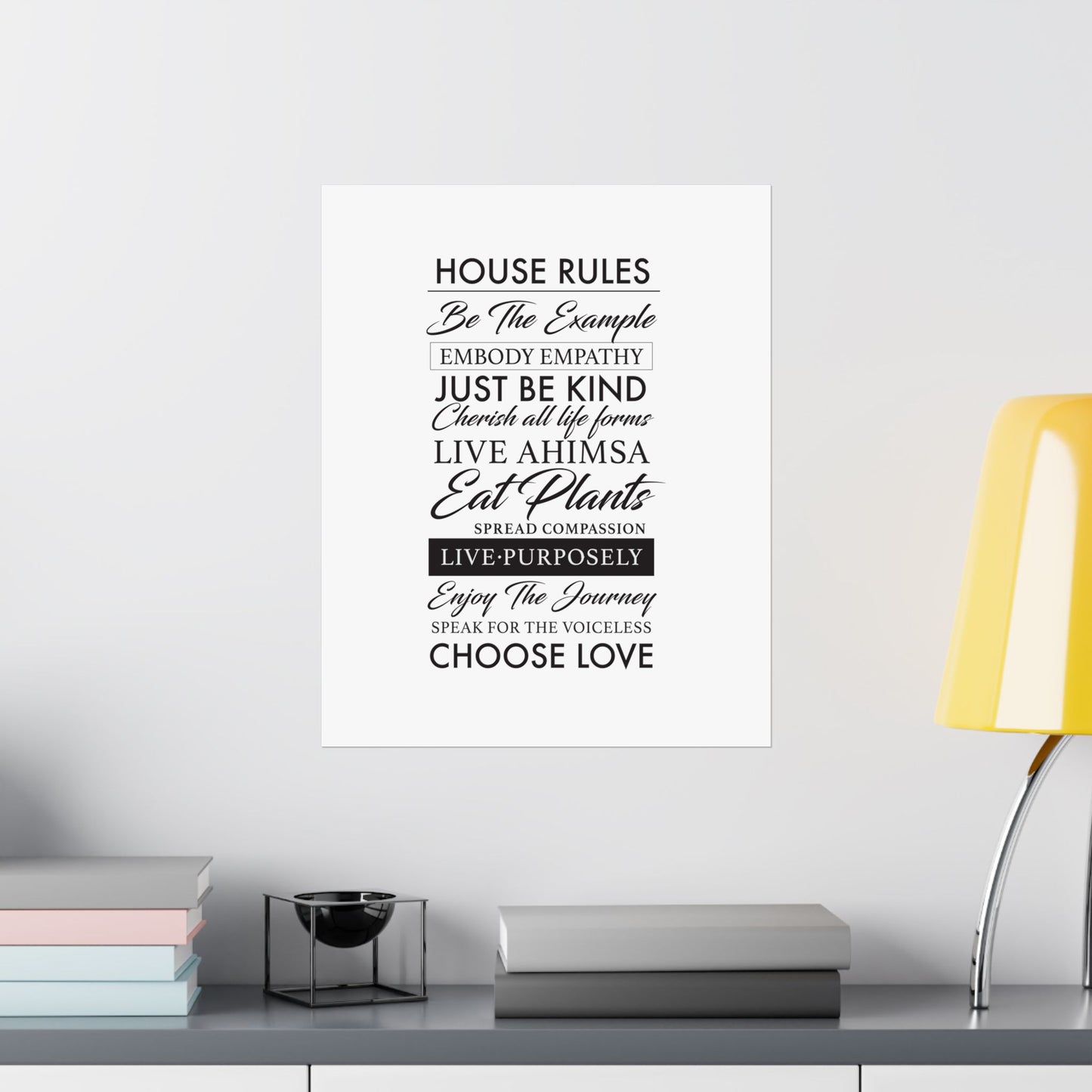 Plant-based Vegan House Rules Premium Matte Vertical Poster  |  Vegan Inspiration Home Decor