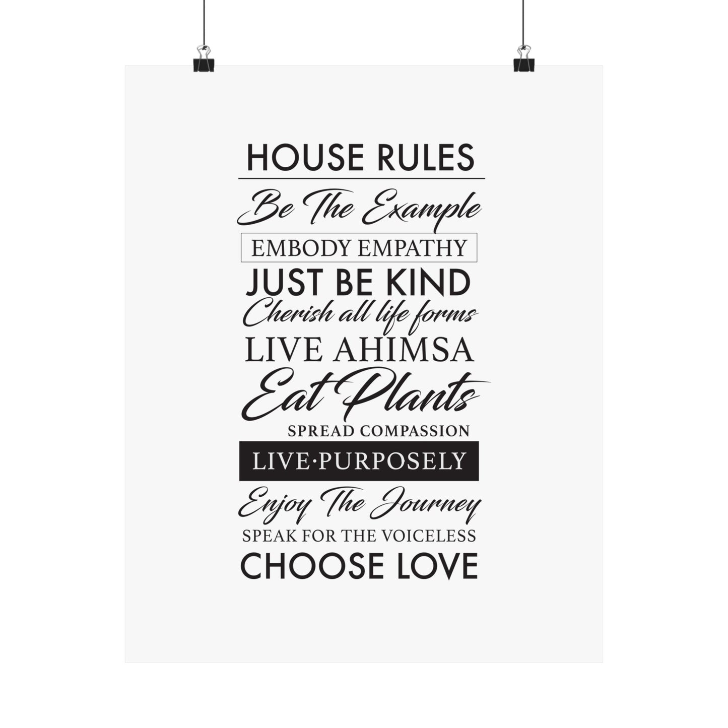 Plant-based Vegan House Rules Premium Matte Vertical Poster  |  Vegan Inspiration Home Decor