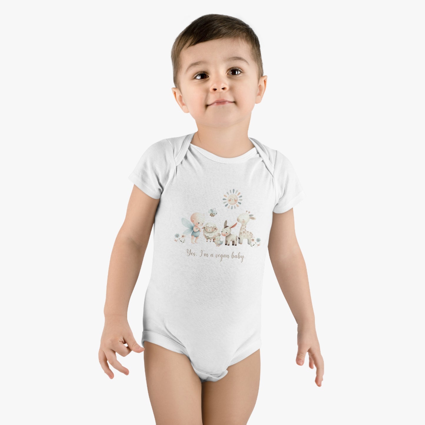 Yes, I'm a Vegan Baby, Watercolor Art  |  Onesie® 100% Certified Organic Cotton Baby Bodysuit