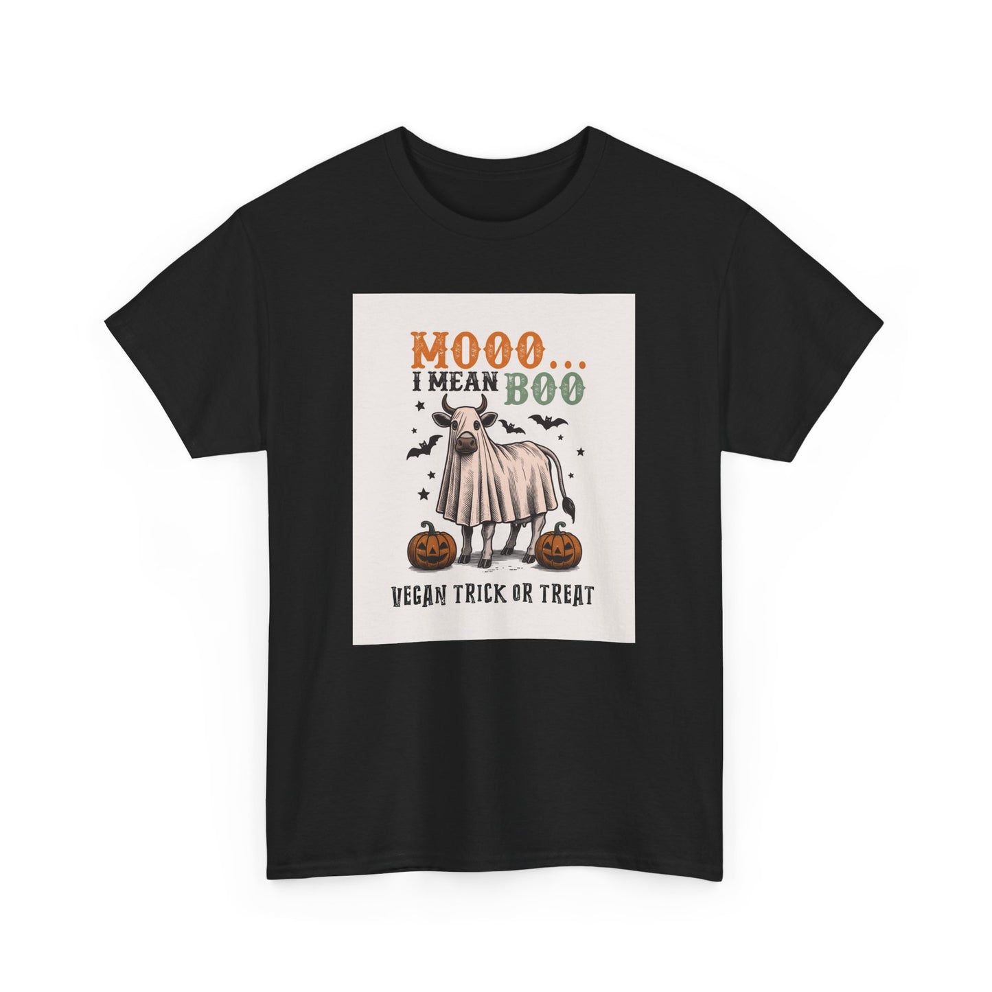 Moo... I mean Boo, Vegan Trick or Treat  |  100% Cotton Halloween Unisex Cotton Vegan Tee