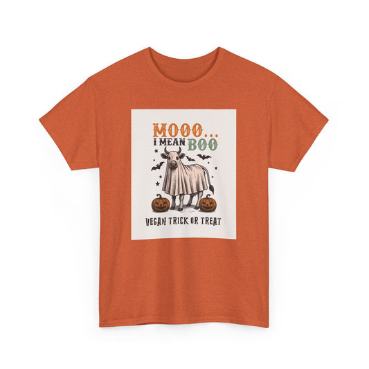 Moo... I mean Boo, Vegan Trick or Treat  |  100% Cotton Halloween Unisex Cotton Vegan Tee