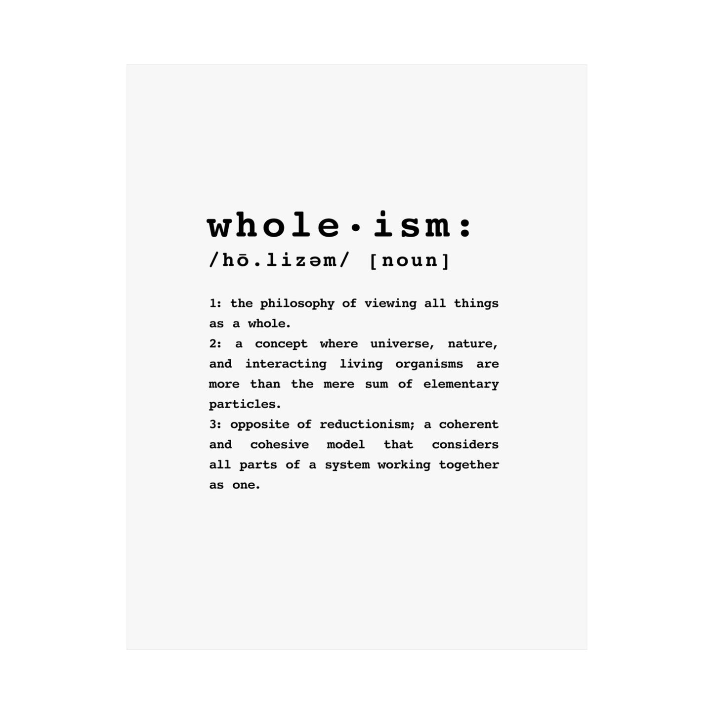 Wholism Premium Matte Vertical Poster  |  WFPB Inspiration Home Decor