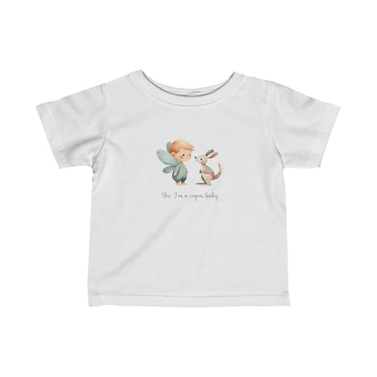 Yes, I'm a Vegan Baby, Kangaroo Watercolor Art  |  Infant Fine Jersey Tee