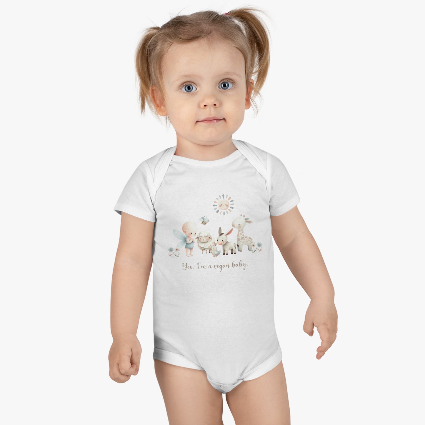 Yes, I'm a Vegan Baby, Watercolor Art  |  Onesie® 100% Certified Organic Cotton Baby Bodysuit