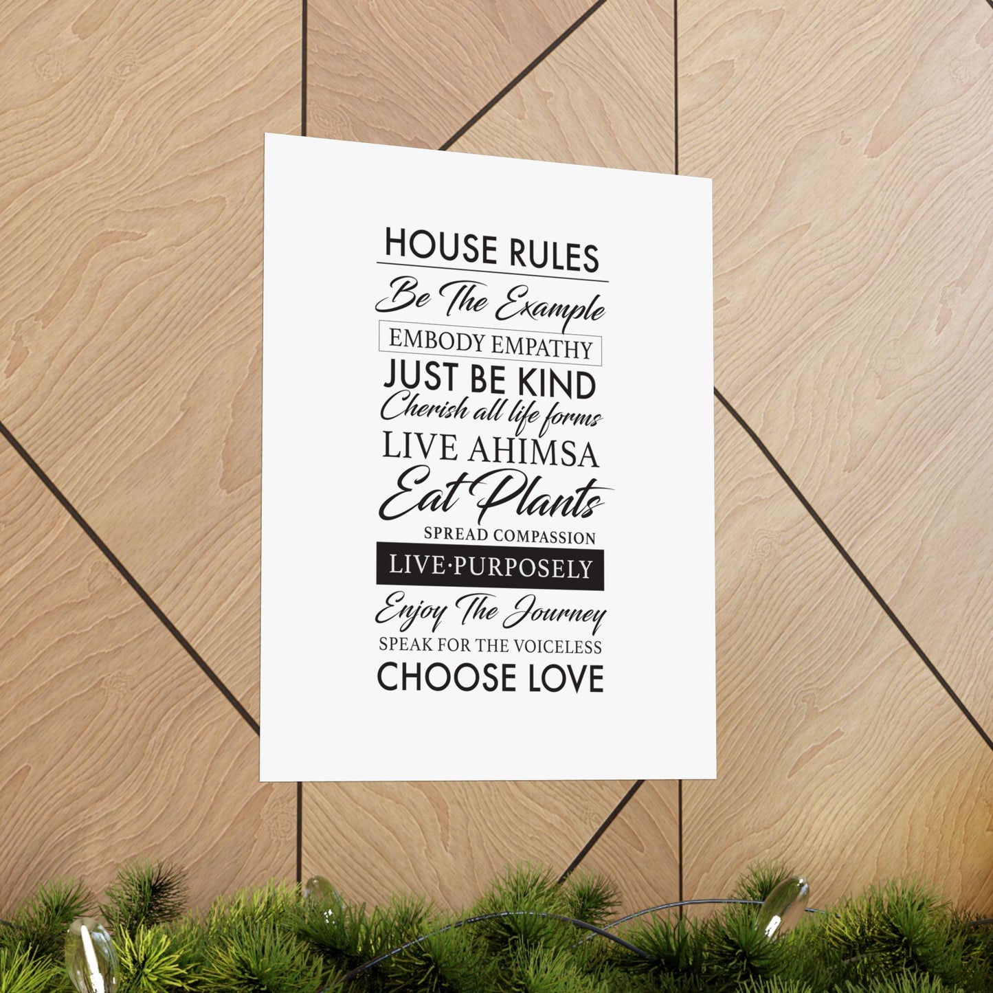 Plant-based Vegan House Rules Premium Matte Vertical Poster  |  Vegan Inspiration Home Decor