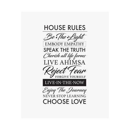 Enlightened Vegan House Rules Premium Matte Vertical Poster | Vegan Inspiration Home Decor