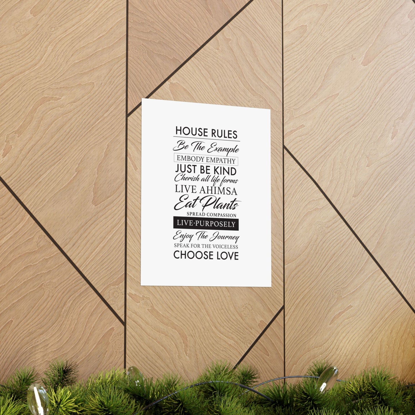 Plant-based Vegan House Rules Premium Matte Vertical Poster  |  Vegan Inspiration Home Decor