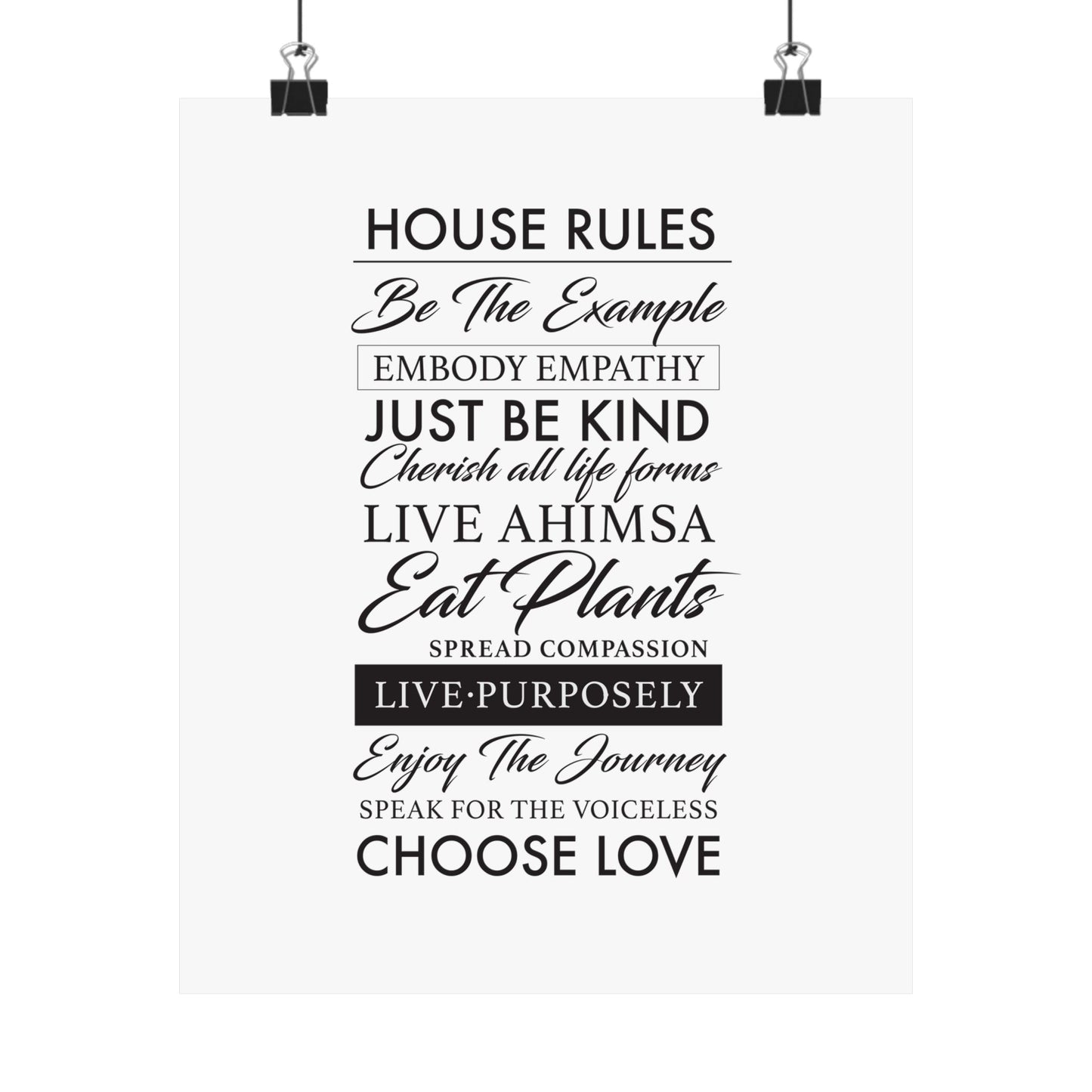 Plant-based Vegan House Rules Premium Matte Vertical Poster  |  Vegan Inspiration Home Decor