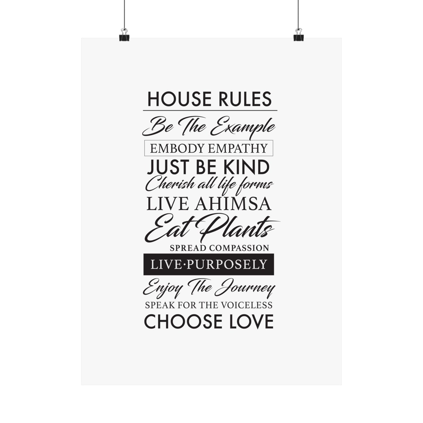 Plant-based Vegan House Rules Premium Matte Vertical Poster  |  Vegan Inspiration Home Decor