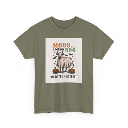 Moo... I mean Boo, Vegan Trick or Treat  |  100% Cotton Halloween Unisex Cotton Vegan Tee