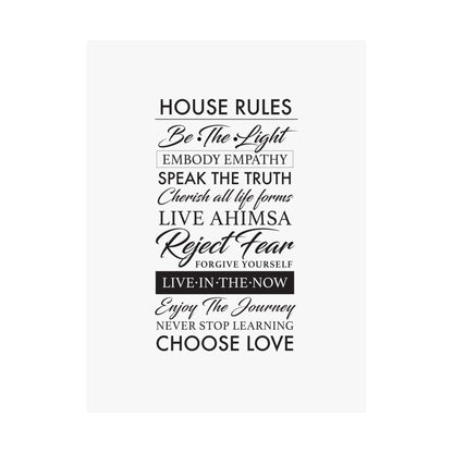 Enlightened Vegan House Rules Premium Matte Vertical Poster | Vegan Inspiration Home Decor