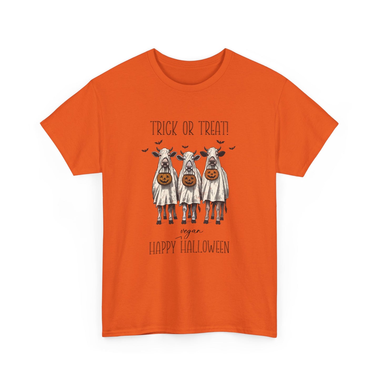 Trick or Treat!  Happy Vegan Halloween  |  Halloween Unisex 100% Cotton Vegan Tee