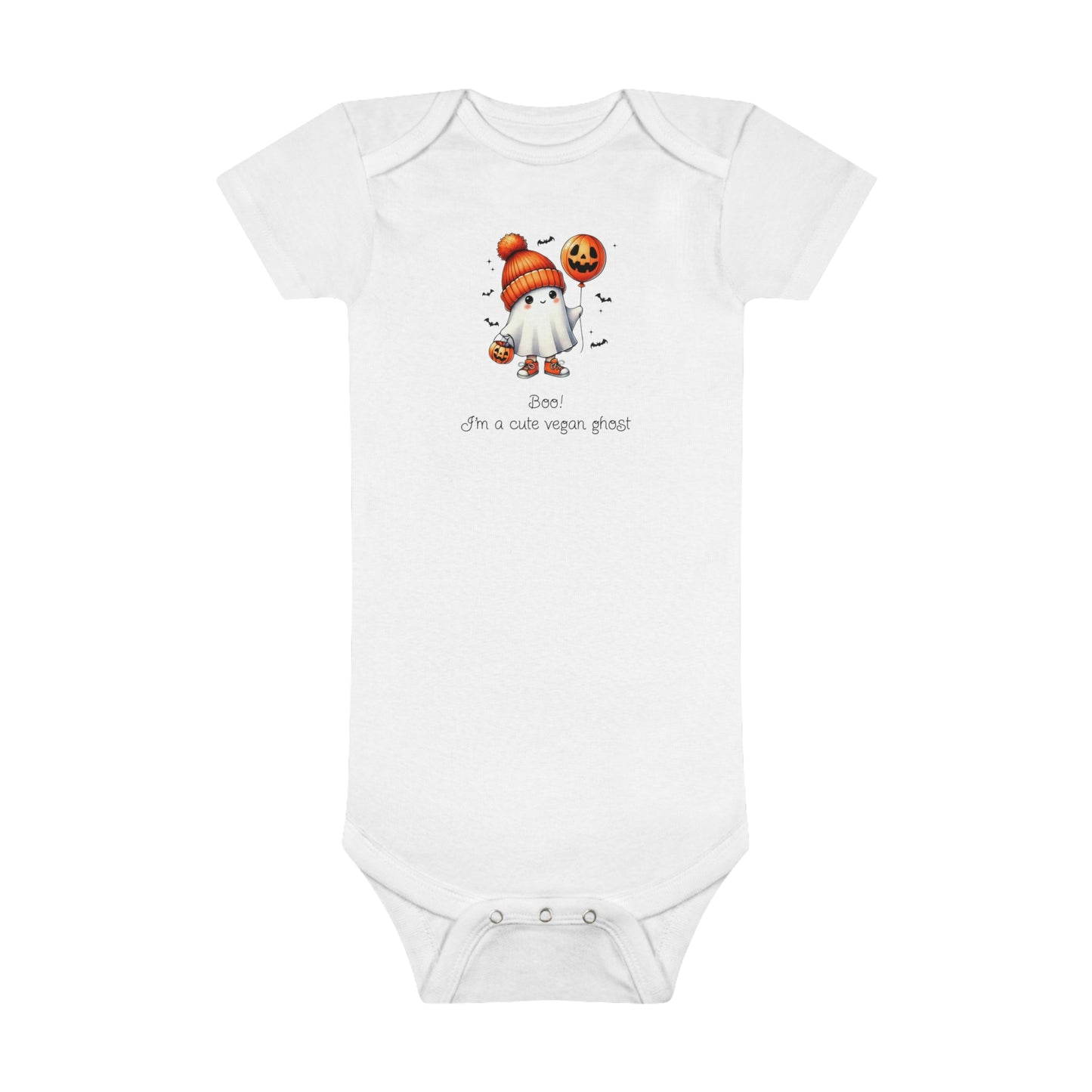 Cute Vegan Ghost  |  Onesie® 100% Certified Organic Cotton Baby Bodysuit