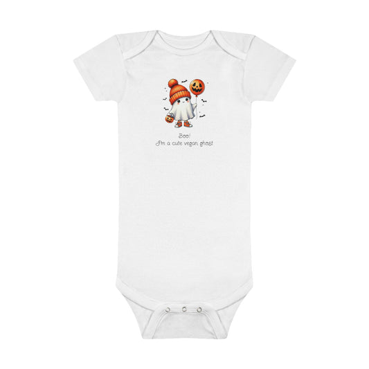 Cute Vegan Ghost  |  Onesie® 100% Certified Organic Cotton Baby Bodysuit