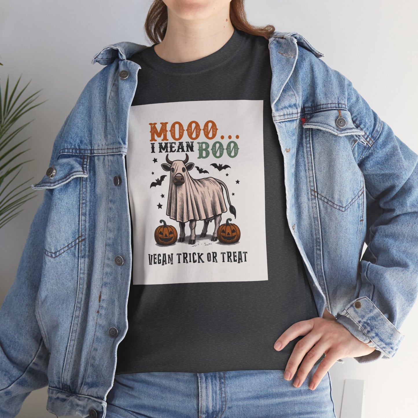 Moo... I mean Boo, Vegan Trick or Treat  |  100% Cotton Halloween Unisex Cotton Vegan Tee