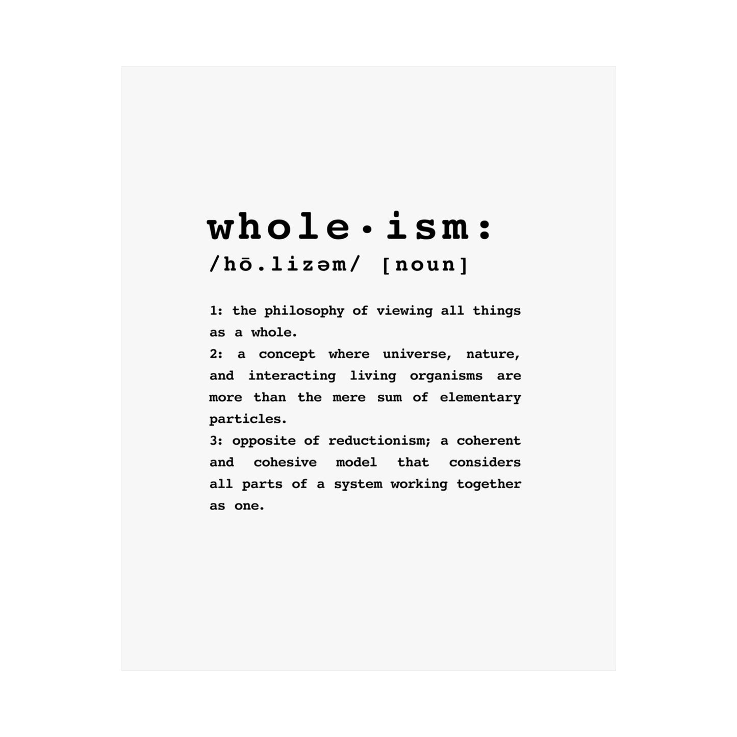 Wholism Premium Matte Vertical Poster  |  WFPB Inspiration Home Decor